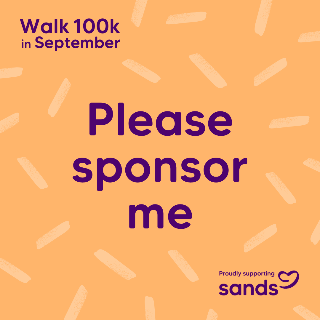 Please sponsor me badge - Walk 100k Sept 2026