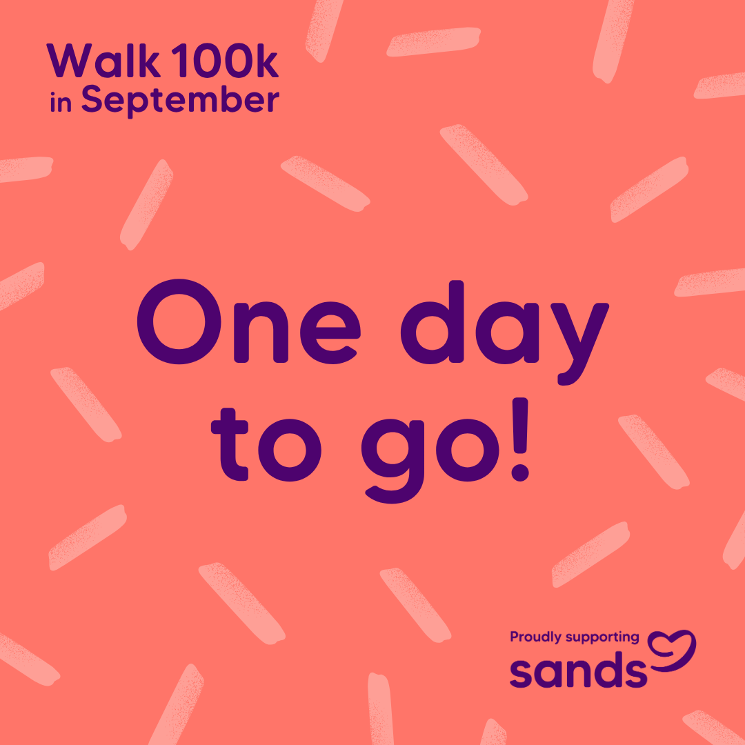 One day to go badge - Walk 100k Sept 2026